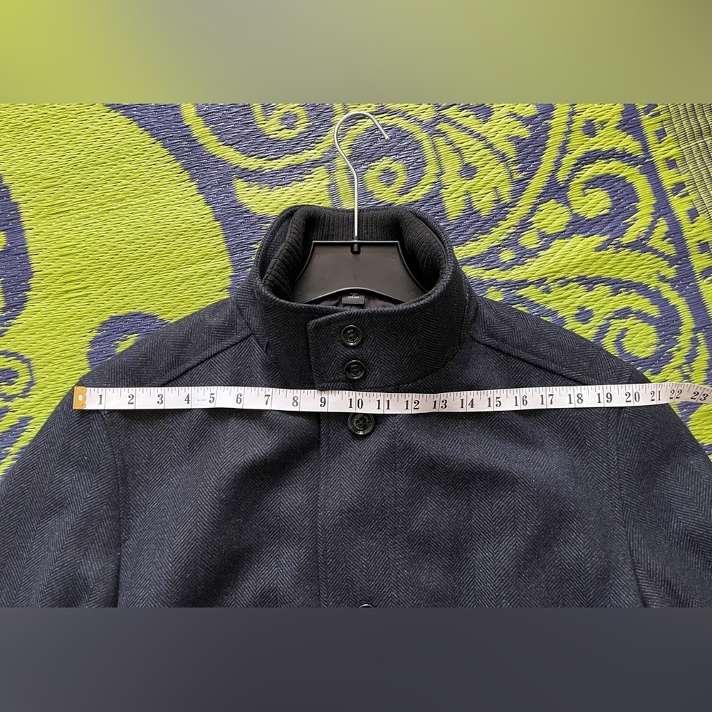 HUGO BOSS Coxtan Virgin Tweed Wool Blend Coat With Bib Charcoal Sz 46R Car Coat - Picture 16 of 16